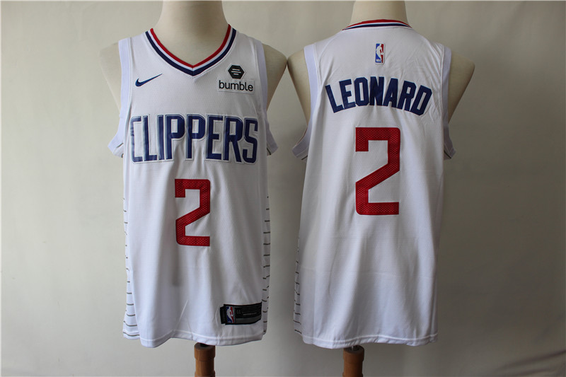 Men Los Angeles Clippers #2 Leonard white Game Nike NBA Jerseys (2)